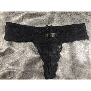 Hush Intimates Thong panty black Lace Med Sissy Whimsical Fairy Coquette Girl